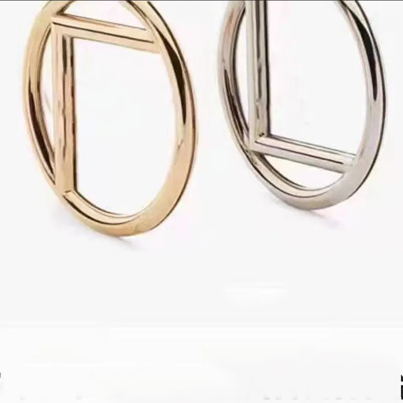 Серьги-кольца Дизайнерские золотые серебряные серьги для женщин Ювелирные изделия Роскошные модные большие круглые серьги с буквами F Обручи-гвоздики Всего 22286y