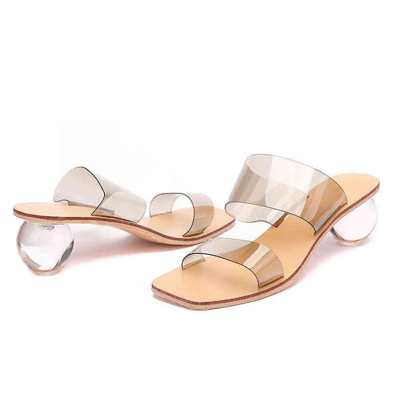 Slippers Ladies Jelly Pvc Transparent Women Summer Outdoor Casual Strange Clear Heels Sandals Slides Sexy Party Shoes 220309