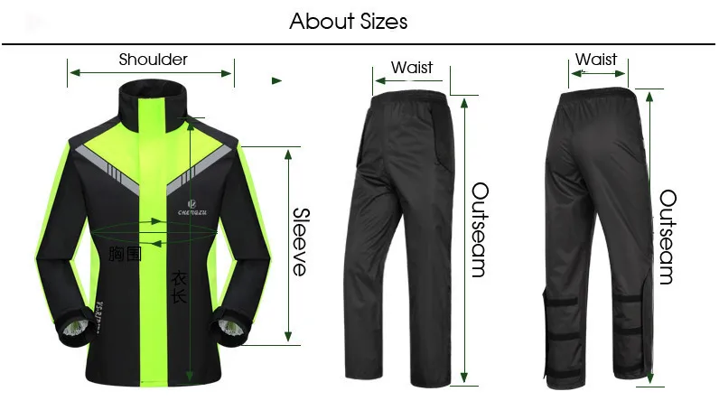Fashion Cycling Waterproof Rain Coat Pants Suit 14