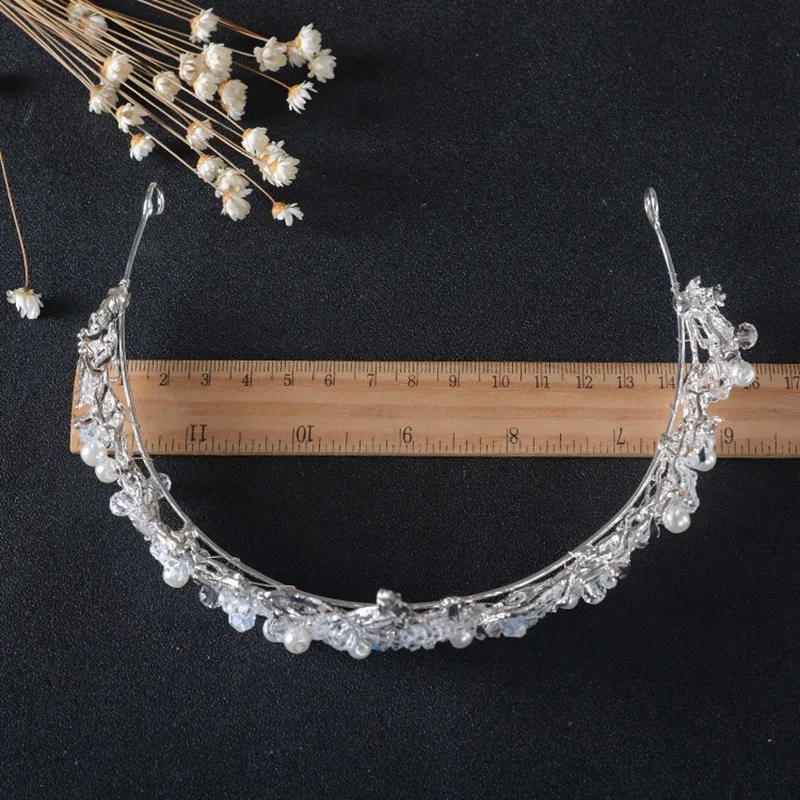Bruids bruiloft mode zilveren kristallen koningin kroon haaraccessoires plated diamond hoofdtooi haaraccessoires J0121