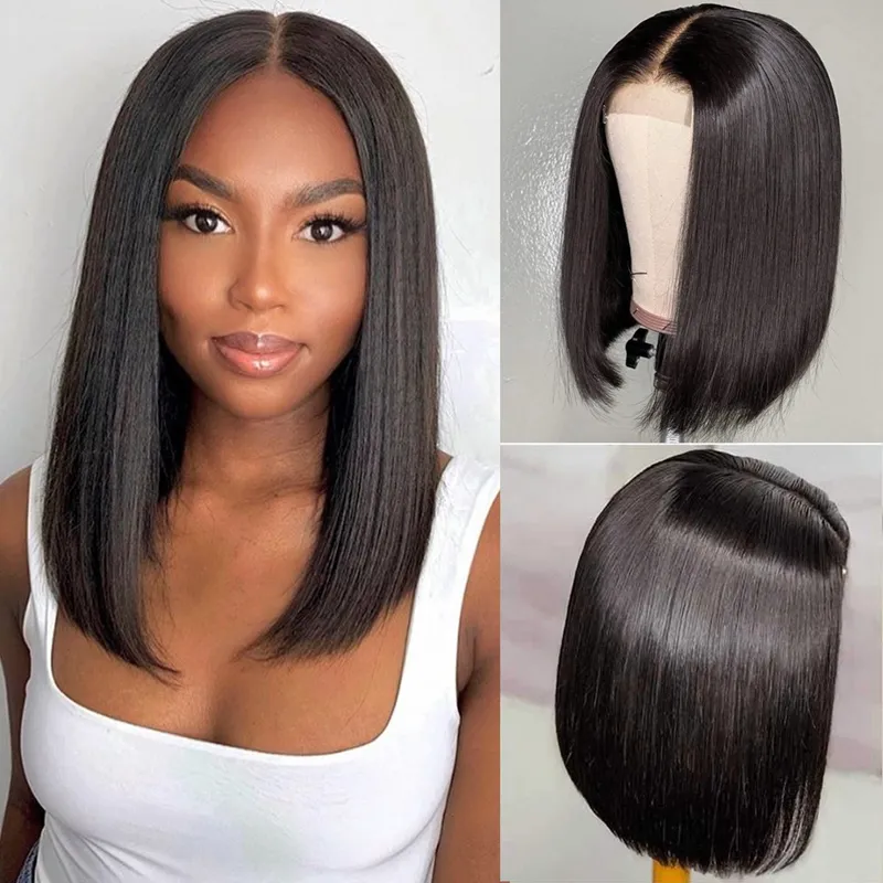 Ishow 2x6 Bob Human Hair Lace Front Wigs Brazilian Virgin Hair Straight Human Hair Wigs for Women Pre Plucked Swiss Lace Closure Wig