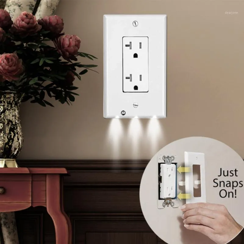 Plaque de prise murale avec lumières LED Safty Light stickers Sensor Plug Coverplate Socket Switch Cover pour salle de bains Chambre