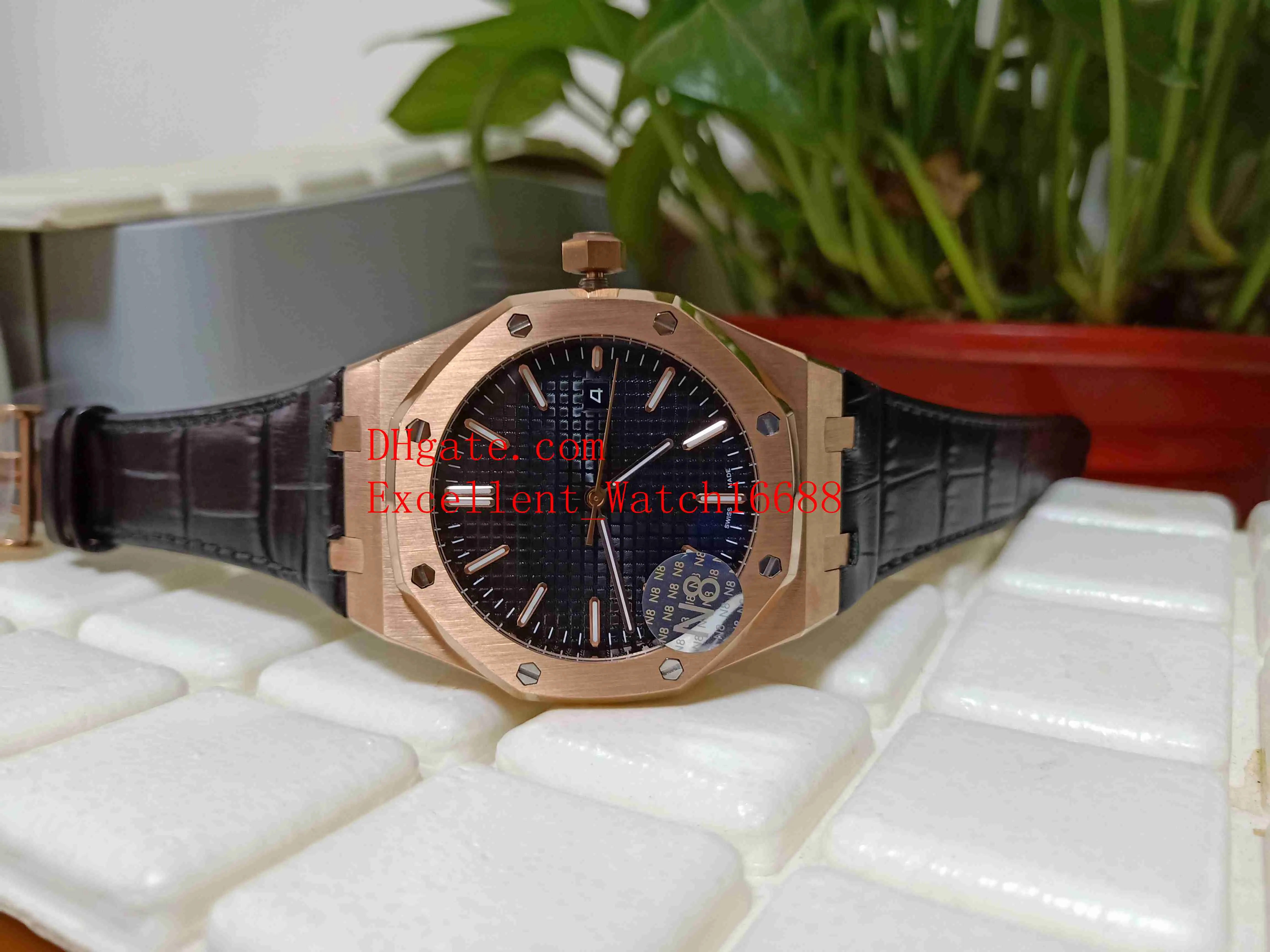 -selling N8 factory Mens Wristwatches 41 mm15400 18k Rose Gold Black Dial Asia 2813 Movement Automatic Mechanical Transparent 263G
