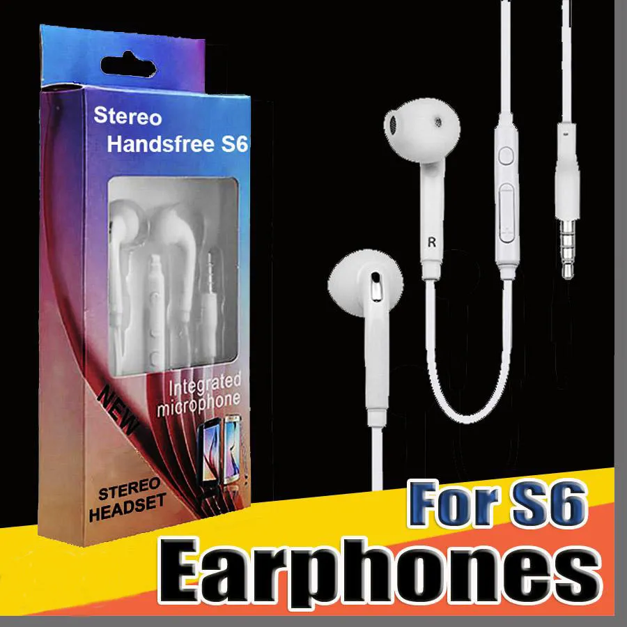 DHL S6 S7 Earphone Earphones J5 Headphones Earbuds Headset for Jack In Ear wired With Mic Volume Control 3.5mm Retail Package