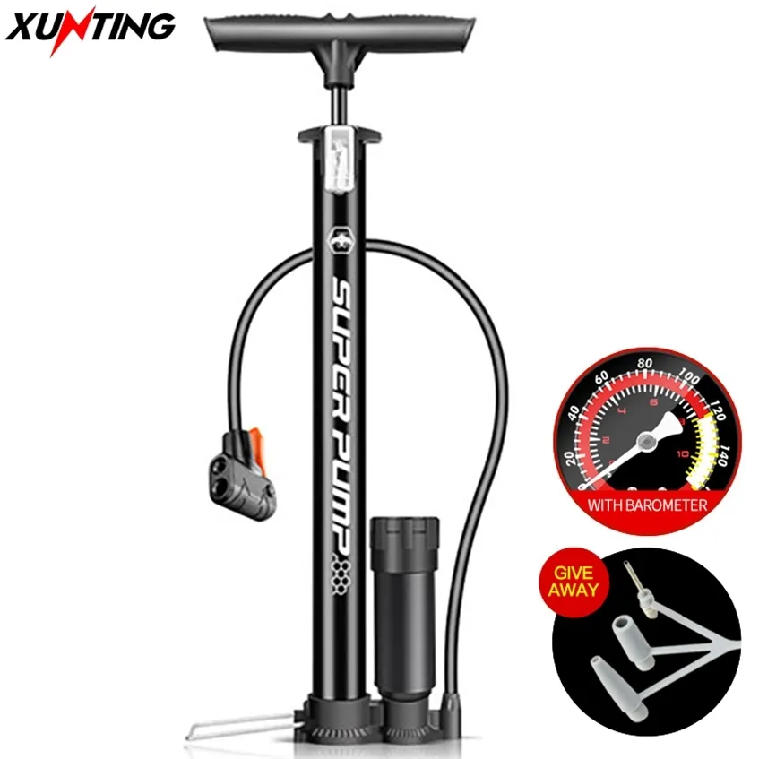 Xunting Bicycle Pump Super Floor Bike Pneus Inflation Schrader Acessórios Bicicleta Bomba Com pressão de pressão 220225