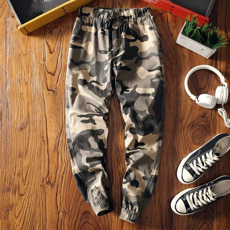 Camo Harem Jogger Cargohose für Frauen Hohe Taille Camouflage Ankel-Länge Lose Hosen Frauen Herbst Frühling Kleidung Dame 201113