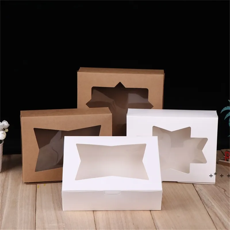 창조적 인 창 선물 상자 카 톤 포장 쿠키 마카롱 상자 웨딩 선물 상자 rra11403와 흰색 갈색 크래프트 종이 상자