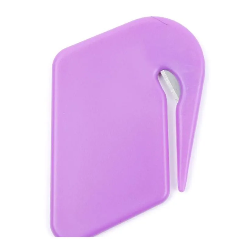 plastic mini letter knife letter mail envelope opener safety paper guarded cutter blade office equipment random color