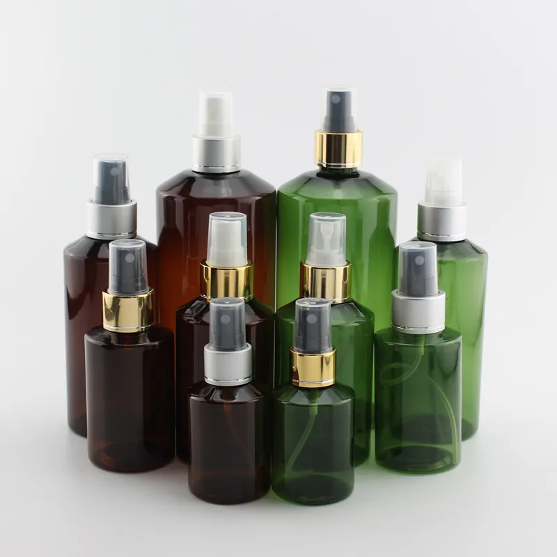 50ml 100ml 150ml 200ml 500ml Pusta mgła Perfumy plastikowe butelki plastikowe, zielona butelka bursztynowa kontener opakowania