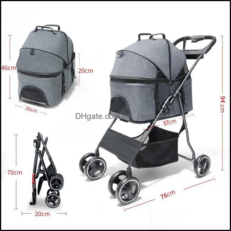 Dog Car Seat Covers Portable Pet Cat Stroller Case Detachable Breathable Transporter Carrier Foldable For 50KG Puppy Travel Bag