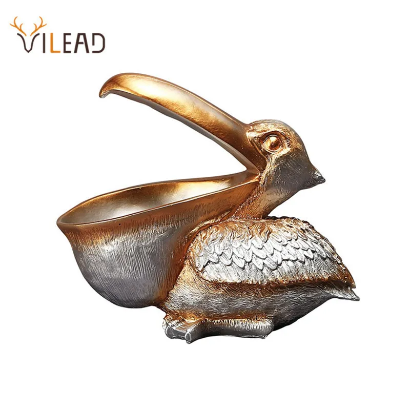 VileAD 22 CM Reçine Pelikan Figürinler Anahtar Tutucu Giriş Feng Shui Ev Aksesuarları Depolama Hayvan Süsleme Yeni Yıl Hediye Craft 201125