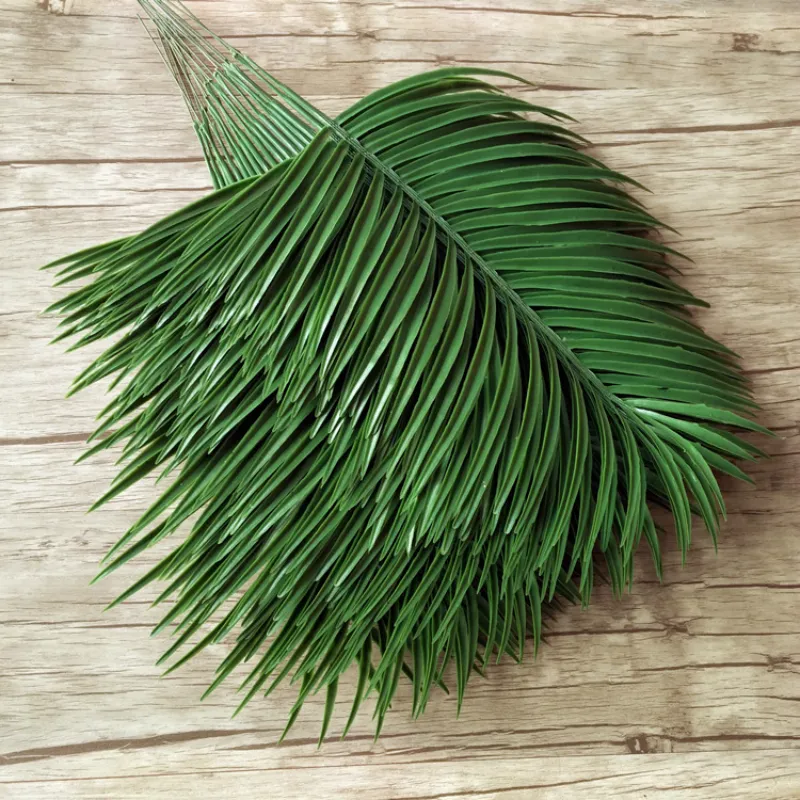 20pcs 플라스틱 인공 팜 트리 나뭇잎 녹색 식물 가짜 열대 잎 홈 웨딩 장식 꽃꽂이 Y200104