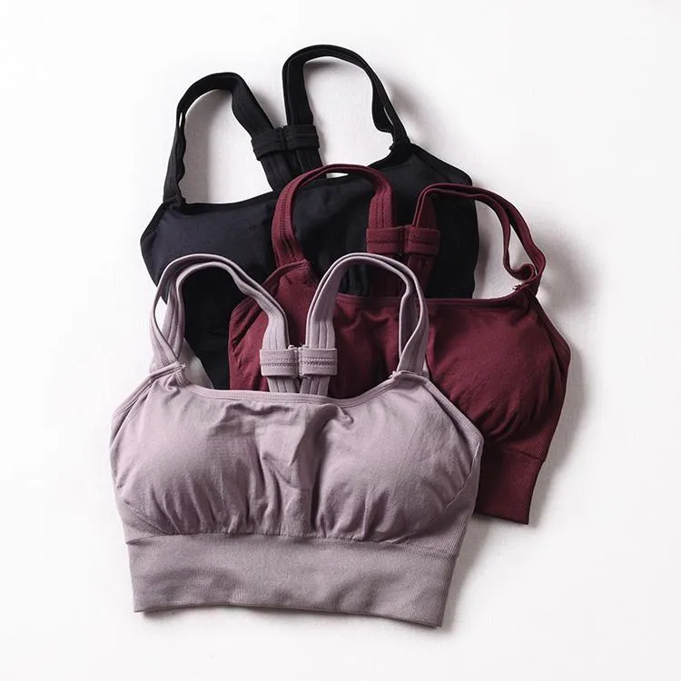 A ginásio ostenta sutiãs de ioga para mulheres push up up brassiere wireless fitness colet tank top running bra1