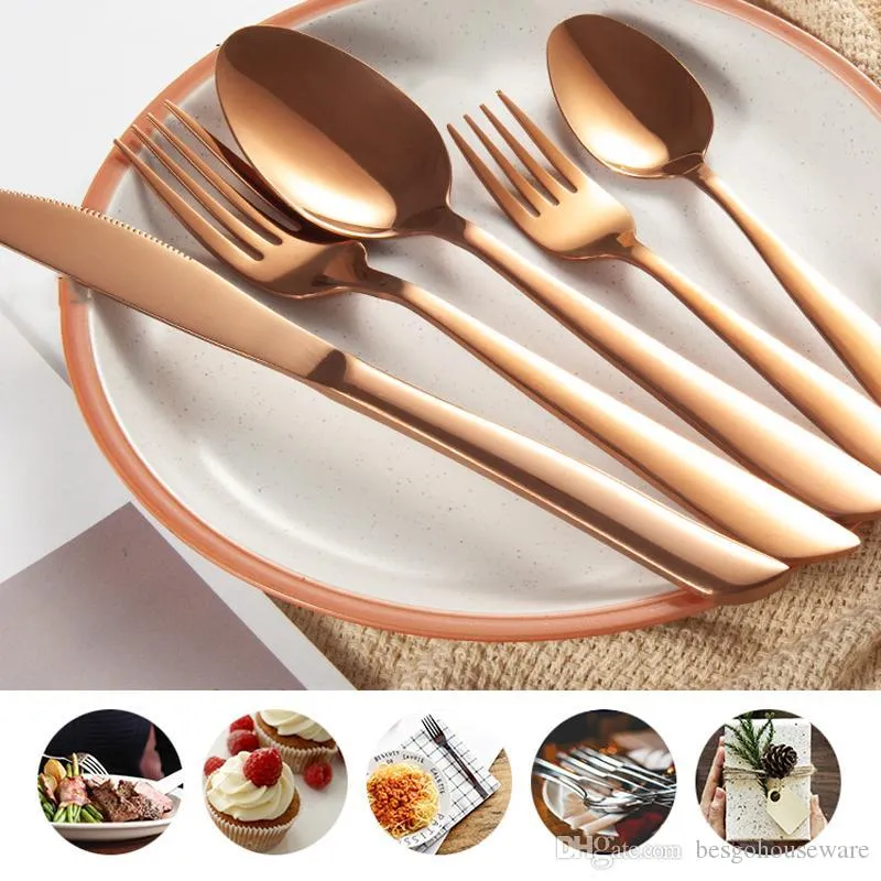 Draagbare dessert vork lunch servies set 5 pc's/set roestvrij staal westerse steak bestek mes lepel set reizen kleurrijk