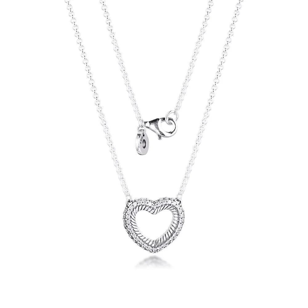 2020 Ny Höst Silver Snake Chain Pattern Heart Necklace 925 Sterling Silver Smycken Kedja Hängsmycke Halsband för Kvinnor Män Q0531