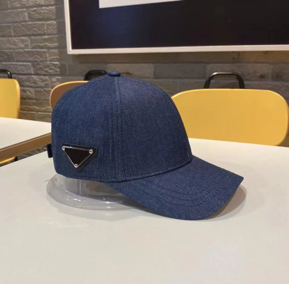 Fashion Desigenr Brand Letter Print Triangle Sign Ball Caps Fashion Mens Womens Solid Color High Quality Denim Baseball Cap Unisex Outdoor Travel Sunscreen Sunhats