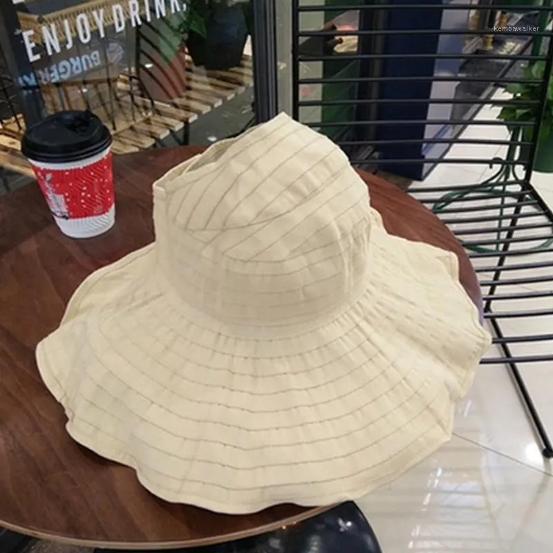Summer Caps Casual Bowknot Floppy Outdoor Sun Hat Cotton Ladies Wide Brim Beach Seaside Visor Travel Foldble1