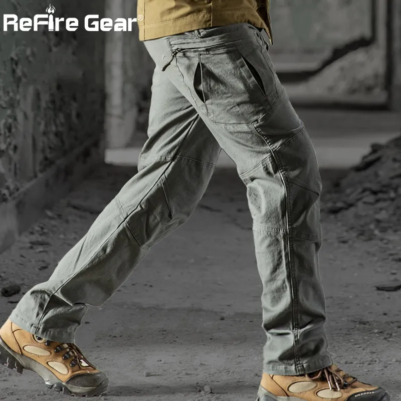 ReFire Gear Military Tactical Cargo Pants Men SWAT Combat Rip-Stop Many Pocket Army Trouser Stretch Cotton Casual Work Pant 201106
