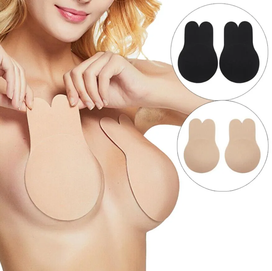 Women Push Up Bras For Self Adhesive Silicone Strapless Invisible Bra Reusable Sticky Breast Lift Up Tape Kawaii Rabbit Bra Pads Nipple