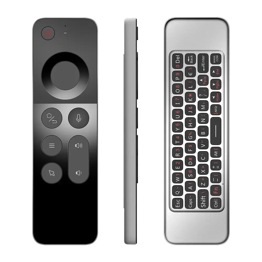 W3 Wireless Air Mouse Ultra-sottile 2.4G IR Learning Telecomando vocale intelligente con giroscopio Tastiera completa per Android TV Box