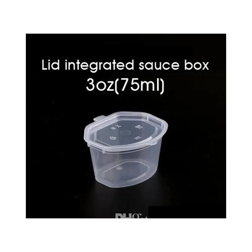 75ml/3oz disposable plastic sauce cups with lid seasoning chutney box clear take-out box food takeaway small storage box 100pcs