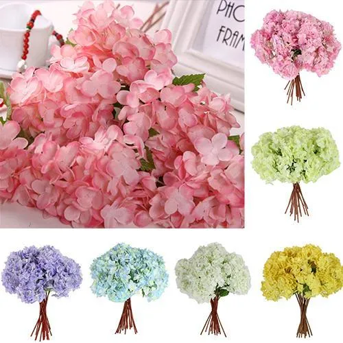 Decoratieve bloemen kransen groothandel - 1 boeket kunstmatige ambachtelijke hortensia party bruiloft bruids plastic bloem decor 6ndq