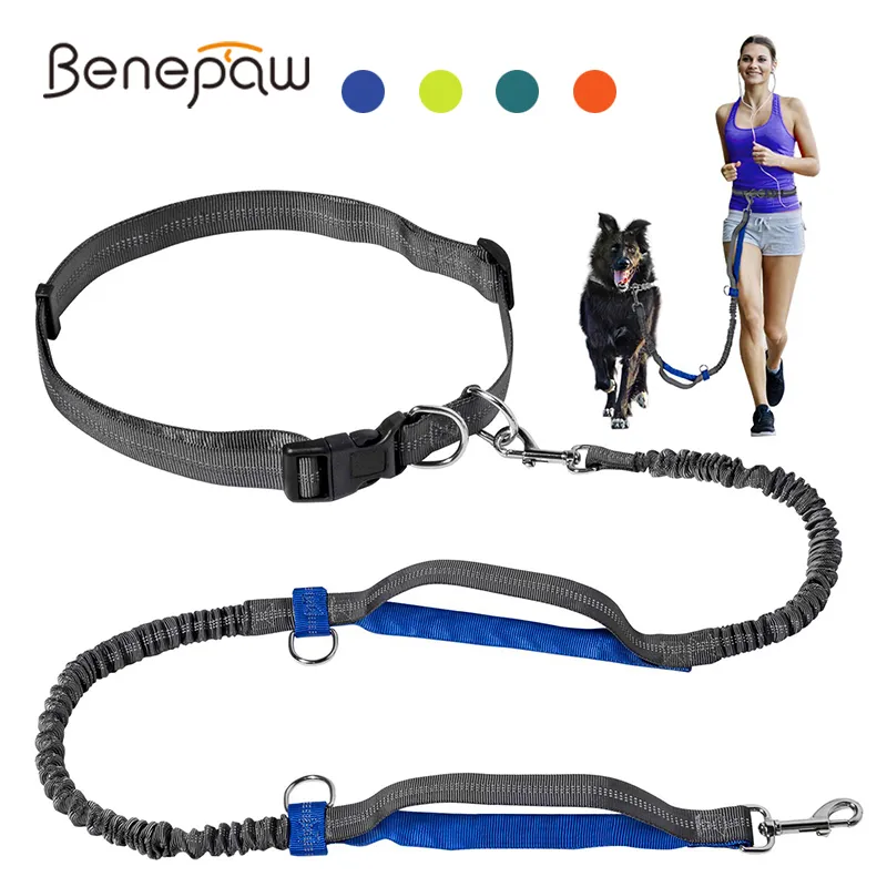 Benepaw Dual Handles Hands Free Dog Leash Running Reflective Stitching Handsfree Pet Leash For Medium Large Dogs Hiking LJ201109
