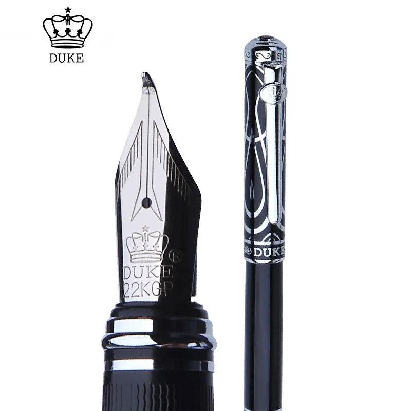 Duke Noble Ruby Fude Calligraphie Stylo Plume Iridium Bent Nib, Noir Argent Cap Idéal Art Bureau Maison Fournitures Scolaires 201202