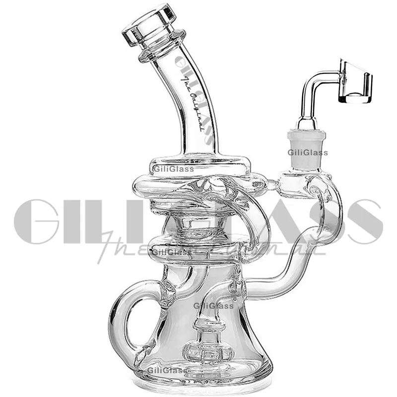 Verre recycleur Bongs Cyclone Bong Heady Water Pipe Vortex Glass Pipes tornade plates-formes pétrolières barboteur 7.7inches dab rig avec narguilés à ongles en quartz de 4mm