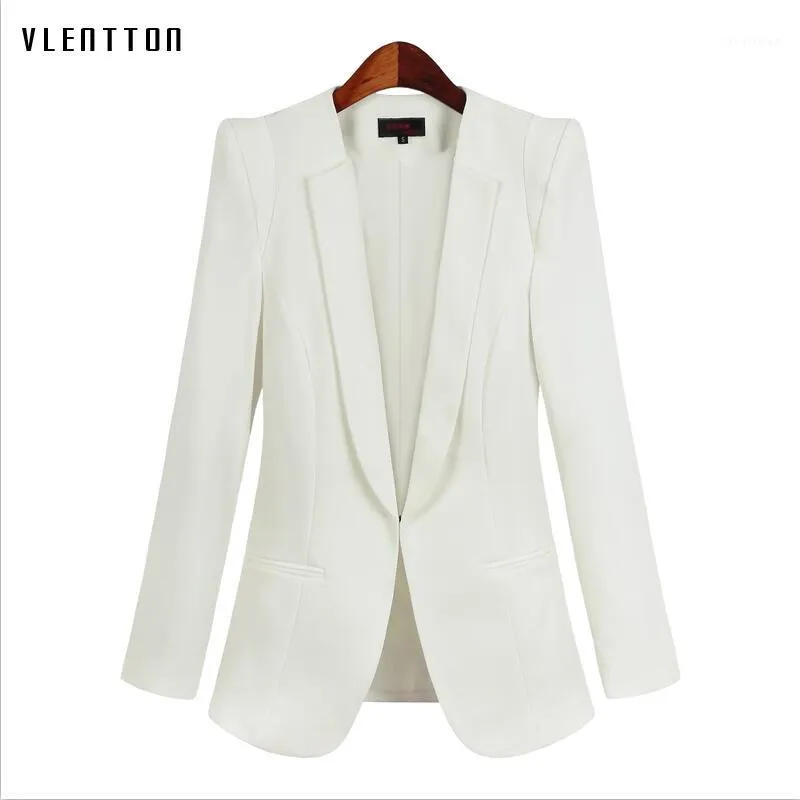 Grande taille 5XL femmes costume veste 2019 nouveau printemps automne à manches longues blanc Blazer pour les femmes Office1