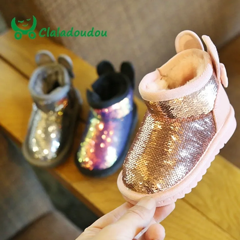 12-15. Oren bling baby laarzen fonkelen winter schoenen baby peuter meisje sneeuw laarzen zachte pluche schoenen antislip 11 LJ201104