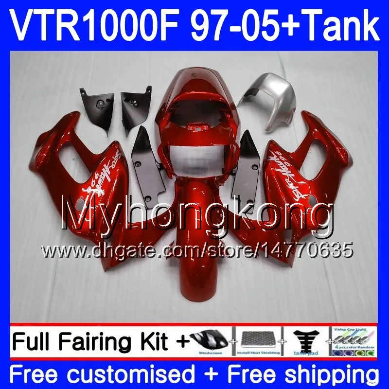 +Tank für HONDA SuperHawk VTR 1000 F 1000F VTR1000 F Karosserien 56HM.163 VTR1000F 97 02 03 04 05 1997 2002 2003 2004 2005 Glänzende rote Verkleidungen
