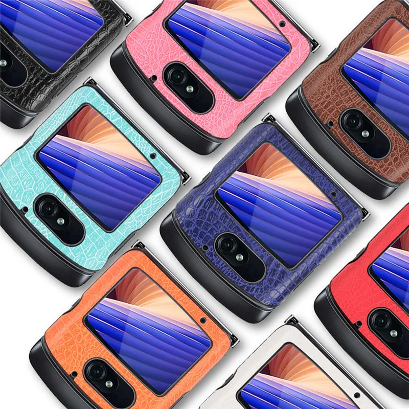 2020 Luxo Crocodile Pele PU rígido caso capa Voltar para Motorola Moto Razr 5G Casos de telefone