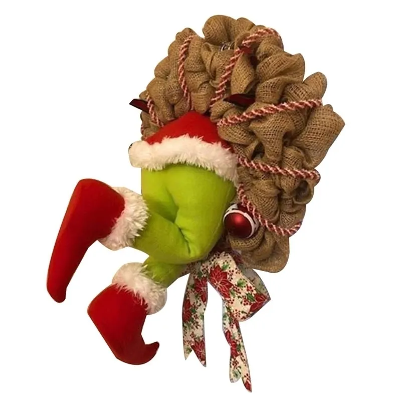Hur grinch stal burlap krans julkrans dekorationer super söta och härliga stora gåvor för vänner tb försäljning 201204