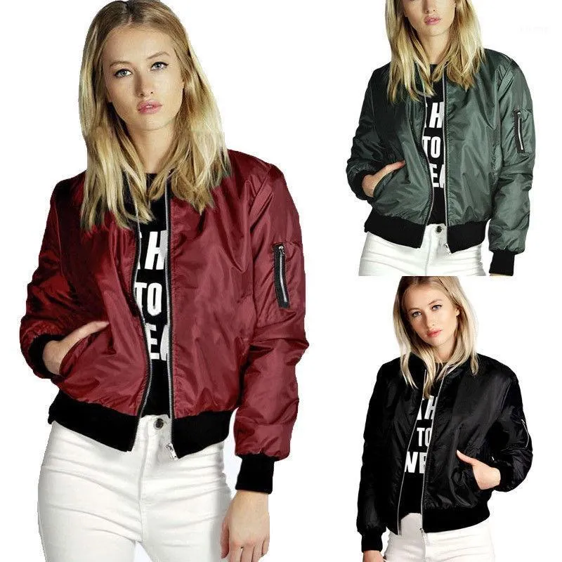 Jaquetas femininas Atacado - elegante womens senhoras roupas tops outono casacos roupas casuais zip up biker casaco mulheres roupas mais grande tamanho1