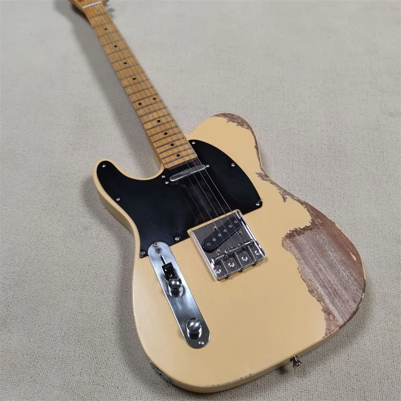 6-String Left-Handed Electric Guitar, High quality, handmade, white primer, maple collar, retro piano collar, 2022 guitars guitarra