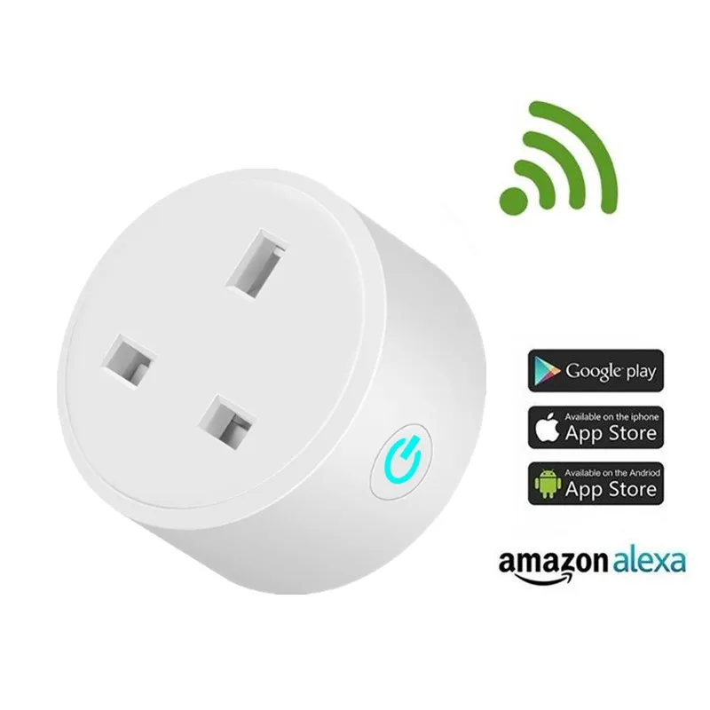 Plugue inteligente do Reino Unido com Alexa Google Home Voice de áudio Controle sem fio 2.4G WiFi Smart Socket Outlet com Android iOS Telefone