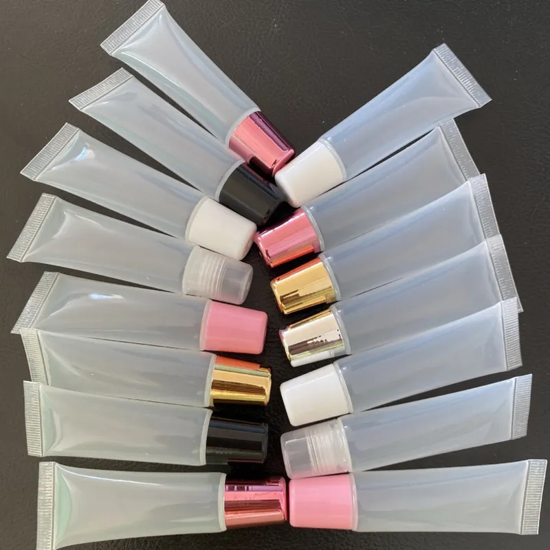 Tubos de brillo suave recargable multicolor 8ml 10ml 15ml 18ml maquillaje de bricolaje plástico compás vacío lipgloss tubo CX220304