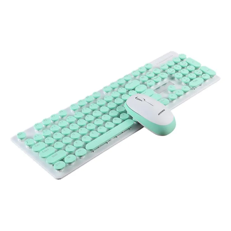 Souris de clavier sans fil rose, 2.4ghz Usb Mini machine à écrire Clavier  sans fil rose avec 84 keycaps ronds rétro, clavier et souris sans fil  mignons Fo