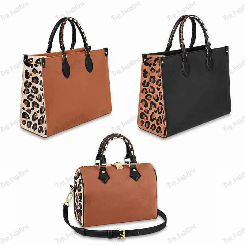 luxury Latest Styles top quality Wild at Heart series On the go tote bags designers handbags Cow leather embossed leopard print mo324T