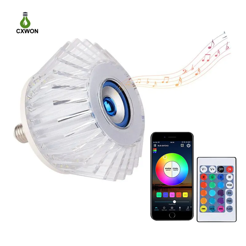 Smart LED Bulb 36W E27 Aluminum Acrylic Case Bluetooth App Control IR Remote Control Multi colors Dimmable Light Bulb