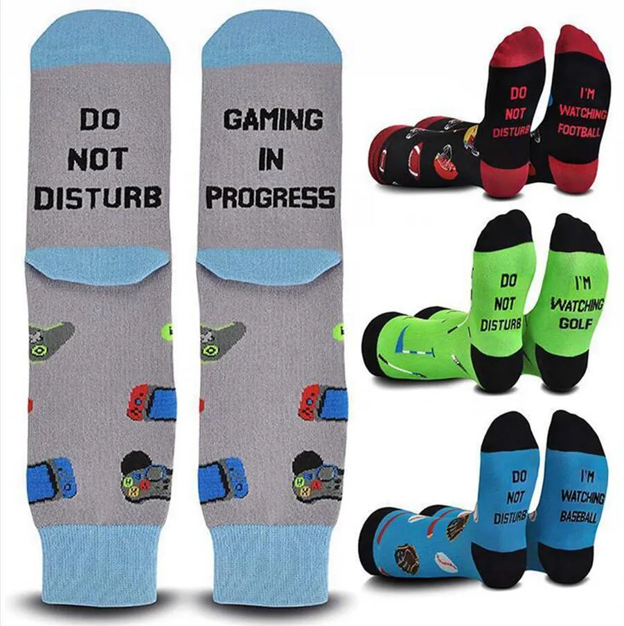 NON DISTURBARE I'M GAMING Letter Printing Stocking Cartoon Socks Adulit Sport Running Sock Regalo di Natale CPA3262