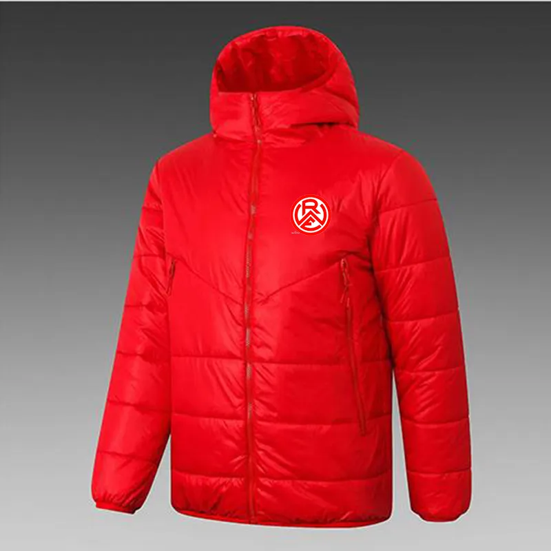 21-22 Rot-Weiss Essen jaqueta masculina com capuz para baixo inverno lazer esporte casaco com zíper completo esportes ao ar livre moletom quente logotipo personalizado