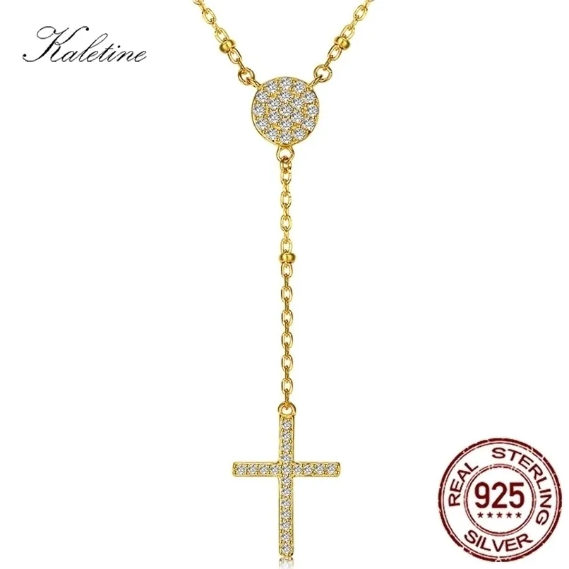 Kaletine 925 Sterling Silver Rosary Halsband Trendiga Guld Smycken Cross Charms Turkiet Halsband Kvinnor Tillbehör Män 220218