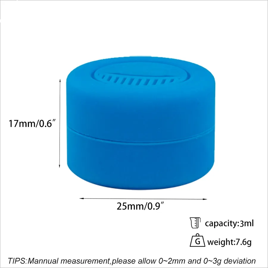 Nyaste design 3ml oljebehållare Non-stick silikonburk Rökning Tillbehör Krukor DAB vaxgummibehållare för dabber