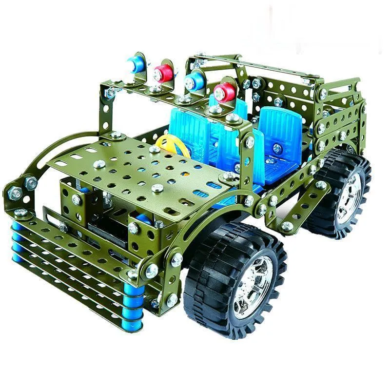 Bloki metalowe Bloki Zabawki Puzzle Montaż Handmade DIY Kreatywny Prezent 3D Jeep Montaż