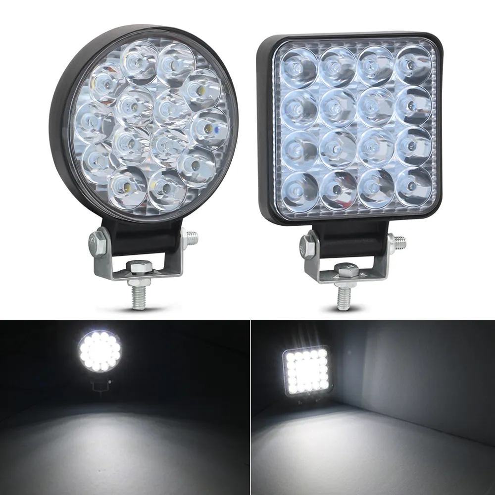 48W LED Lampe de Travail 16barra Mini Carré Rond Pour 4x4 Led Bar Offroad SUV ATV Tracteur Bateau Camions Pelle 12V 24V Super Lumineux