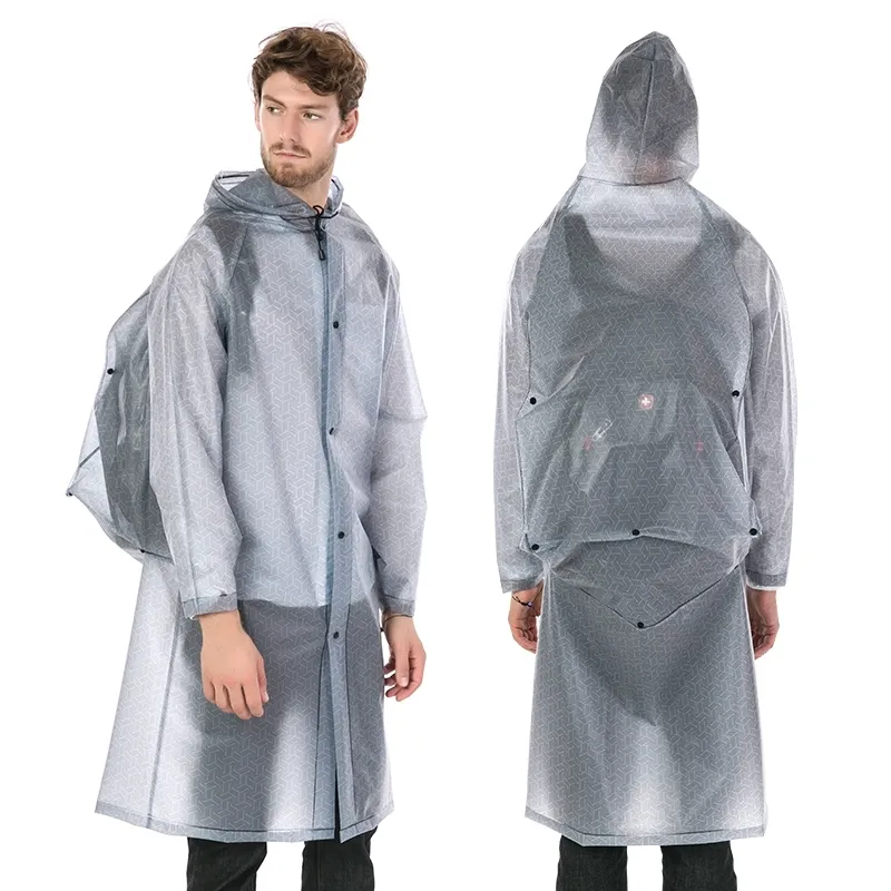 Yuding Raincoat Plast Tjock Regn Coat Kvinnor \ Man Poncho Universal Vattentät Touring Vandring Hooded Skolbag Raincoats Y200324