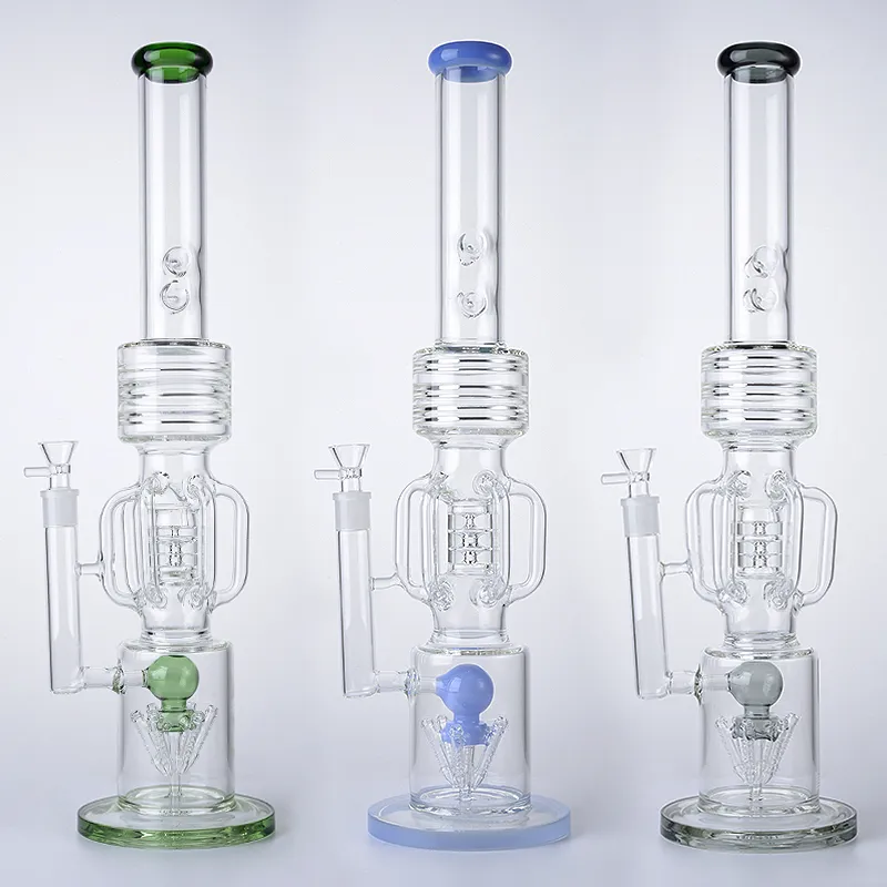 Stora glas Bong Hookahs Dab Oil Rigs Vattenrör med 14mm skål 3 färger Rökning Vatten Bongs WP2121