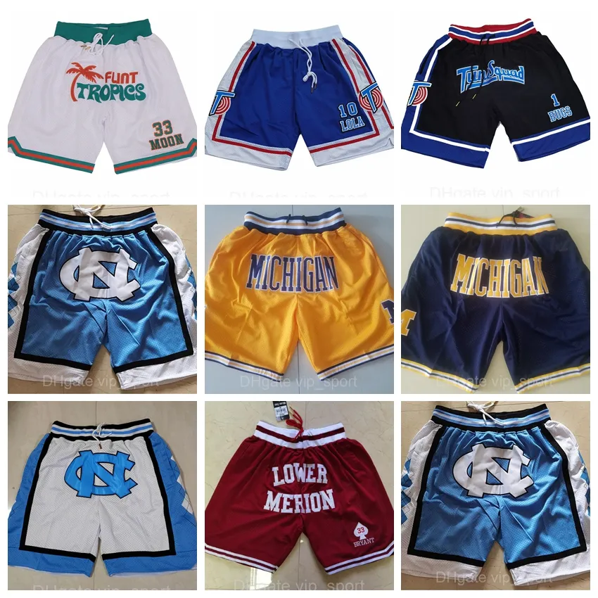 Pantaloncini da basket Just Don Abbigliamento sportivo Quincy McCall Lower Merion Flint Tropics Michigan Wolverines Carolina del Nord Space Jam Tune Squad